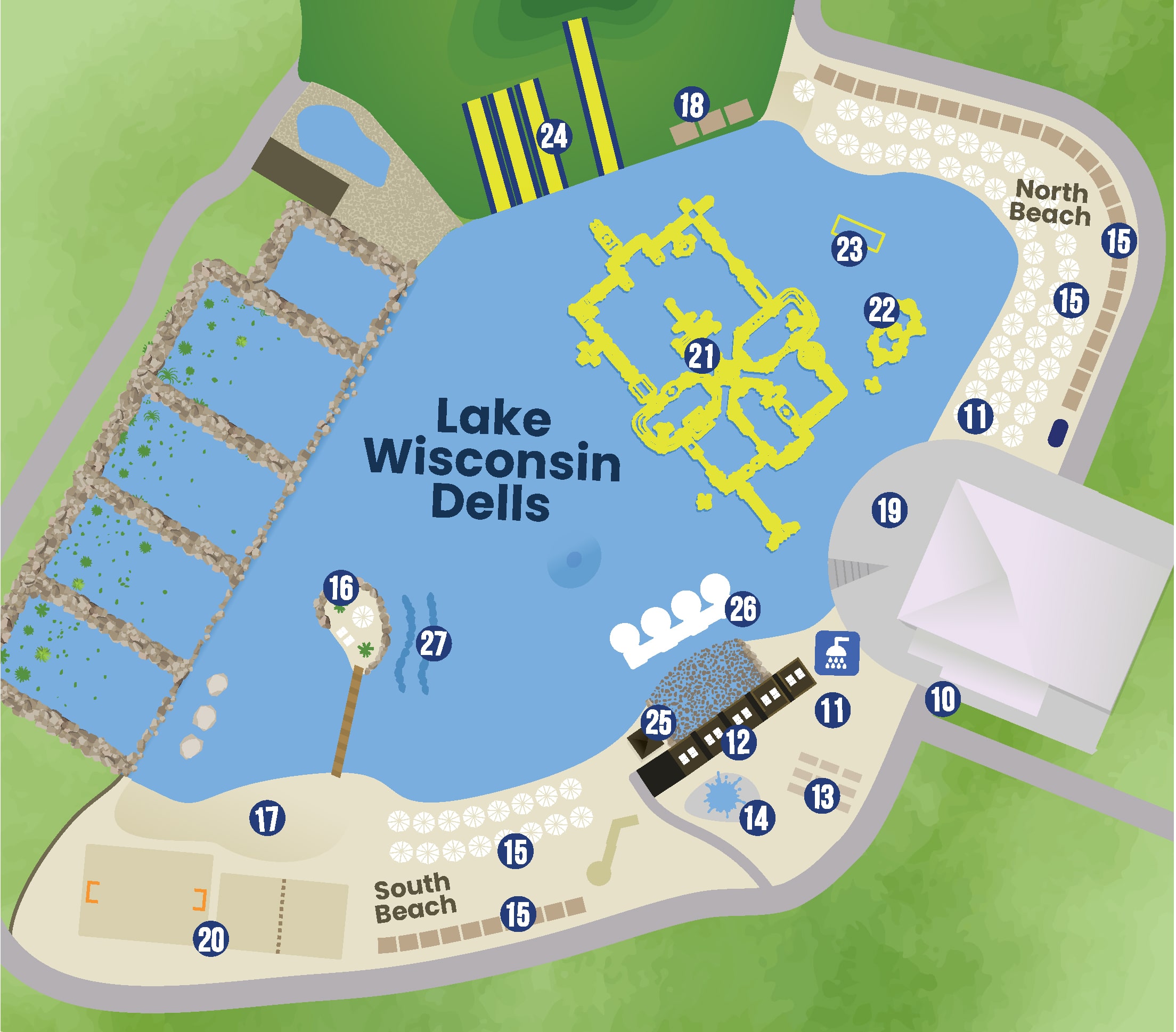 Lake and Beaches zone map